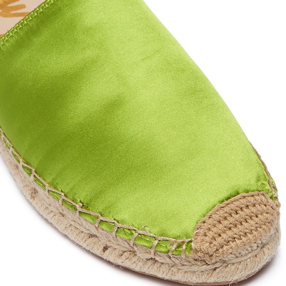 SAM EDELMAN LIME GREEN / SATIN 'KHLOE' SATIN ESPADRILLES Size 6.5 - Picture 3 of 4
